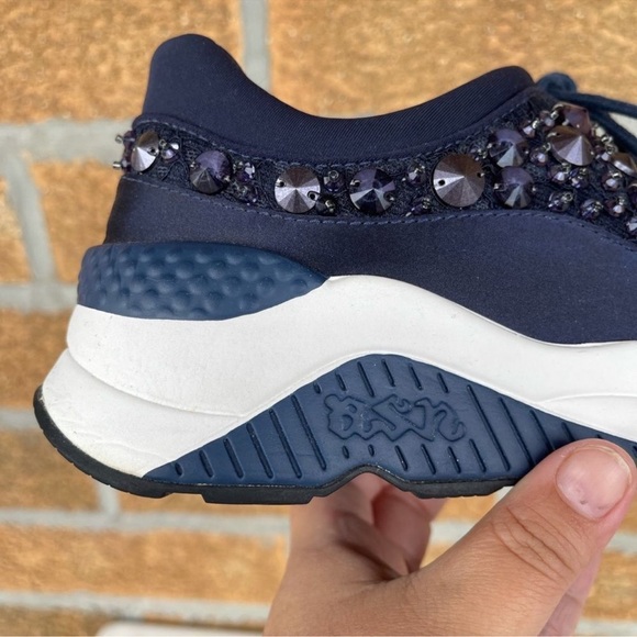 ASH
MIDNIGHT 'MUSE BEADS' EMBELLISHED
LACE AND SATIN SNEAKERS 37/7 - Picture 6 of 14